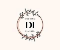DI Initials letter Wedding monogram logos collection, hand drawn modern minimalistic and floral templates for Invitation cards, Save the Date, elegant identity for restaurant, boutique, cafe in vector