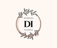 colección de logotipos de monograma de boda con letras iniciales di, plantillas florales y minimalistas modernas dibujadas a mano para tarjetas de invitación, guardar la fecha, identidad elegante para restaurante, boutique, café en vector