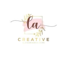 Initial LA feminine logo. Usable for Nature, Salon, Spa, Cosmetic and Beauty Logos. Flat Vector Logo Design Template Element.