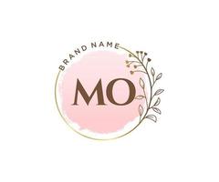 Initial MO feminine logo. Usable for Nature, Salon, Spa, Cosmetic and Beauty Logos. Flat Vector Logo Design Template Element.