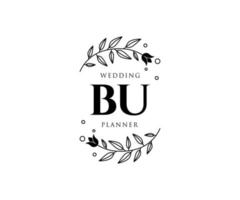 BU Initials letter Wedding monogram logos collection, hand drawn modern minimalistic and floral templates for Invitation cards, Save the Date, elegant identity for restaurant, boutique, cafe in vector