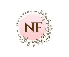 logotipo femenino inicial nf. utilizable para logotipos de naturaleza, salón, spa, cosmética y belleza. elemento de plantilla de diseño de logotipo de vector plano.