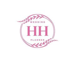 colección de logotipos de monograma de boda con letras iniciales hh, plantillas florales y minimalistas modernas dibujadas a mano para tarjetas de invitación, guardar la fecha, identidad elegante para restaurante, boutique, café en vector