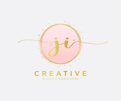 Initial JI feminine logo. Usable for Nature, Salon, Spa, Cosmetic and Beauty Logos. Flat Vector Logo Design Template Element.