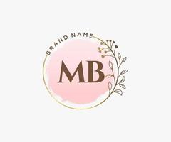 Initial MB feminine logo. Usable for Nature, Salon, Spa, Cosmetic and Beauty Logos. Flat Vector Logo Design Template Element.