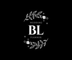 colección de logotipos de monograma de boda con letras iniciales bl, plantillas florales y minimalistas modernas dibujadas a mano para tarjetas de invitación, guardar la fecha, identidad elegante para restaurante, boutique, café en vector