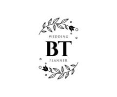 BT Initials letter Wedding monogram logos collection, hand drawn modern minimalistic and floral templates for Invitation cards, Save the Date, elegant identity for restaurant, boutique, cafe in vector