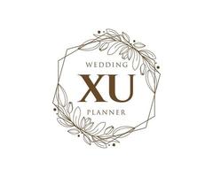 XU Initials letter Wedding monogram logos collection, hand drawn modern minimalistic and floral templates for Invitation cards, Save the Date, elegant identity for restaurant, boutique, cafe in vector