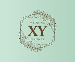 XY Initials letter Wedding monogram logos collection, hand drawn modern minimalistic and floral templates for Invitation cards, Save the Date, elegant identity for restaurant, boutique, cafe in vector