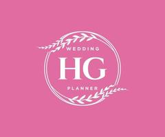 HG Initials letter Wedding monogram logos collection, hand drawn modern minimalistic and floral templates for Invitation cards, Save the Date, elegant identity for restaurant, boutique, cafe in vector