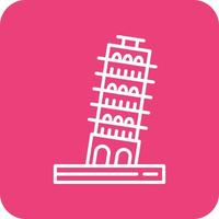 iconos de fondo de esquina redonda de línea de torre de pisa vector