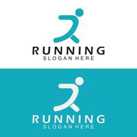 Letter R for running logo design combination letter R and people vector
