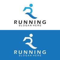 Letter R for running logo design combination letter R and people vector