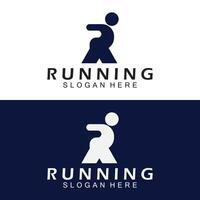 Letter R for running logo design combination letter R and people vector