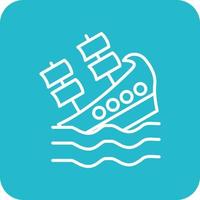 Shipwreck Line Round Corner Background Icons vector