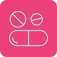 Pills and Tablets Line Round Corner Background Icons vector