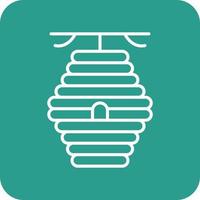Beehive Line Round Corner Background Icons vector