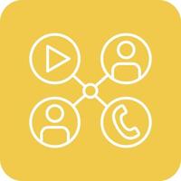Social Network Line Round Corner Background Icons vector