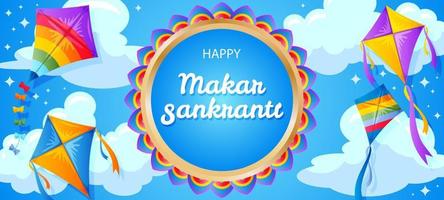 feliz makar sankranti con el concepto de mandala vector