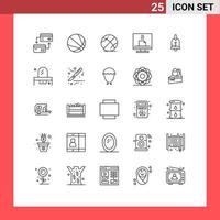 Pictogram Set of 25 Simple Lines of ring email ball desktop computer Editable Vector Design Elements