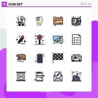 16 User Interface Flat Color Filled Line Pack of modern Signs and Symbols of screen online user zip files Editable Creative Vector Design Elements