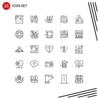 Stock Vector Icon Pack of 25 Line Signs and Symbols for turning directional hours arrows service Editable Vector Design Elements