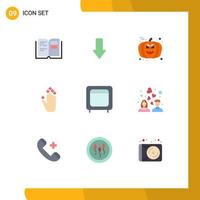 9 Universal Flat Colors Set for Web and Mobile Applications box down face arrow gesture Editable Vector Design Elements