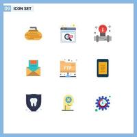 Modern Set of 9 Flat Colors and symbols such as letter mail manometer e email Editable Vector Design Elements