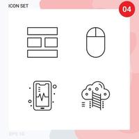 4 Thematic Vector Filledline Flat Colors and Editable Symbols of collage ladder layout phone reach Editable Vector Design Elements