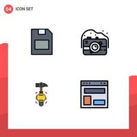 Universal Icon Symbols Group of 4 Modern Filledline Flat Colors of card crash data photo tool Editable Vector Design Elements