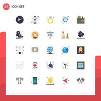 Mobile Interface Flat Color Set of 25 Pictograms of money card present shopping summer Editable Vector Design Elements