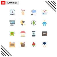 16 Universal Flat Color Signs Symbols of development information finish user identification Editable Pack of Creative Vector Design Elements