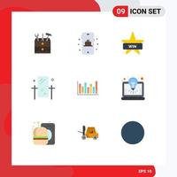 Mobile Interface Flat Color Set of 9 Pictograms of line reflection badges mirror dresser Editable Vector Design Elements