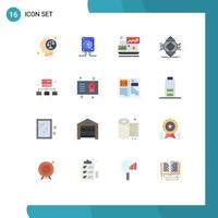 Pictogram Set of 16 Simple Flat Colors of concept ubiquitous play computing laptop Editable Pack of Creative Vector Design Elements