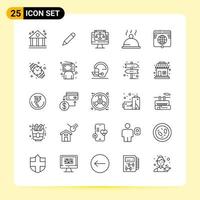 25 iconos creativos para el diseño moderno de sitios web y aplicaciones móviles receptivas 25 símbolos de contorno signos sobre fondo blanco paquete de 25 iconos vector