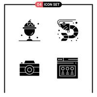 Set of 4 Solid Style Icons for web and mobile Glyph Symbols for print Solid Icon Signs Isolated on White Background 4 Icon Set vector