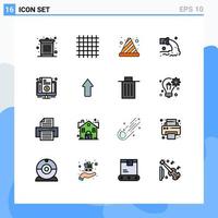 Mobile Interface Flat Color Filled Line Set of 16 Pictograms of bill sewage cone radioactive pipe Editable Creative Vector Design Elements