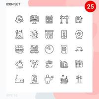 paquete de iconos vectoriales de stock de 25 signos y símbolos de línea para el informe de diseño acuerdo de jugador barrera elementos de diseño vectorial editables vector