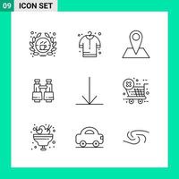 Pack of 9 Line Style Icon Set Outline Symbols for print Creative Signs Isolated on White Background 9 Icon Set vector