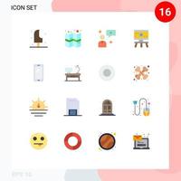 16 Universal Flat Colors Set for Web and Mobile Applications mobile phone man chat space board Editable Pack of Creative Vector Design Elements