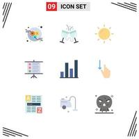 Group of 9 Flat Colors Signs and Symbols for graph analytics holiday presentation business Editable Vector Design Elements