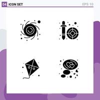 Group of 4 Modern Solid Glyphs Set for astronomy kite color picker pipette chat Editable Vector Design Elements