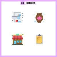 Pictogram Set of 4 Simple Flat Icons of business market store debit lotus store Editable Vector Design Elements