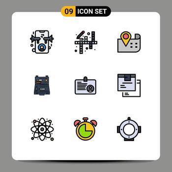 Set of 9 Modern UI Icons Symbols Signs for card box map repair building Editable Vector Design Elements