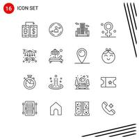 User Interface Pack of 16 Basic Outlines of insurance medical marketing healthcare biology Editable Vector Design Elements