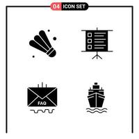 Set of 4 Solid Style Icons for web and mobile Glyph Symbols for print Solid Icon Signs Isolated on White Background 4 Icon Set vector