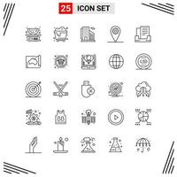 25 Icons Line Style Grid Based Creative Outline Symbols for Website Design Simple Line Icon Signs Isolated on White Background 25 Icon Set vector