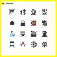 conjunto de 16 iconos de interfaz de usuario modernos símbolos signos para reparación edificio laboratorio hogar gráfico editable vector creativo elementos de diseño