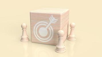 The target icon on wood cube for abstract or business concept 3d rendering photo