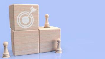 The target icon on wood cube for abstract or business concept 3d rendering photo